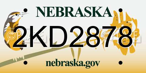 2KD2878 Nebraska License Plate
