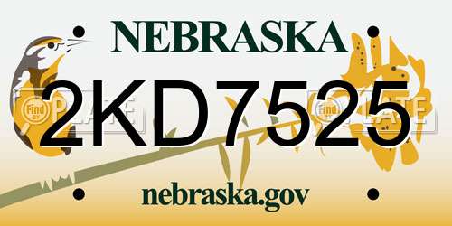 2KD7525 Nebraska License Plate