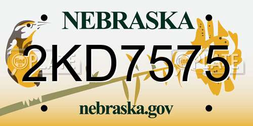 2KD7575 Nebraska License Plate