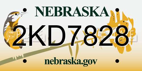2KD7828 Nebraska License Plate