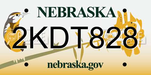 2KDT828 Nebraska License Plate