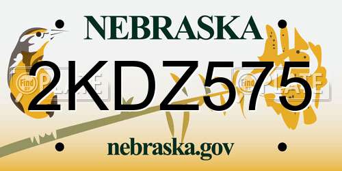 2KDZ575 Nebraska License Plate