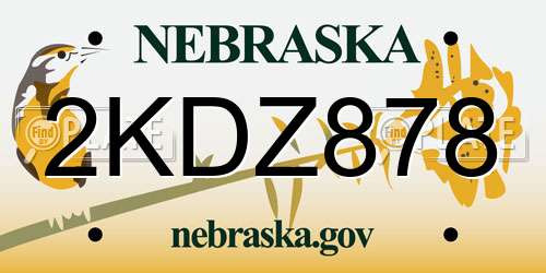 2KDZ878 Nebraska License Plate