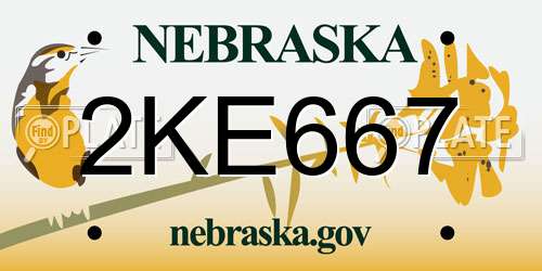 2KE667 Nebraska License Plate