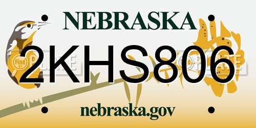 2KHS806 Nebraska License Plate