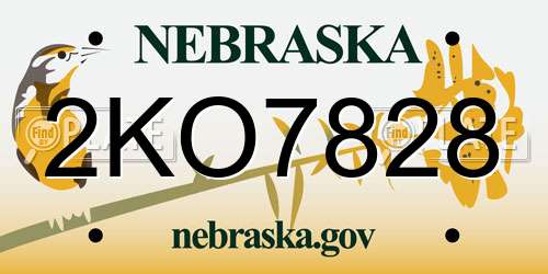 2KO7828 Nebraska License Plate