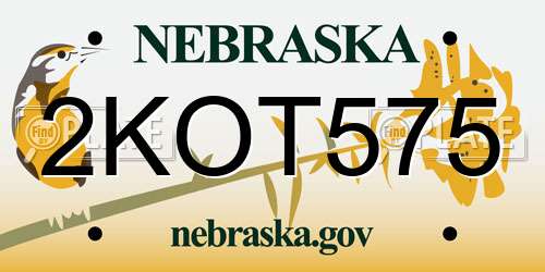 2KOT575 Nebraska License Plate