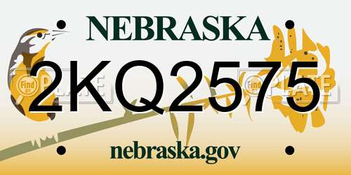 2KQ2575 Nebraska License Plate