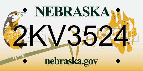 2KV3524 Nebraska License Plate