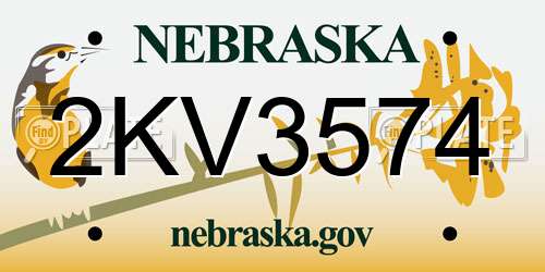 2KV3574 Nebraska License Plate