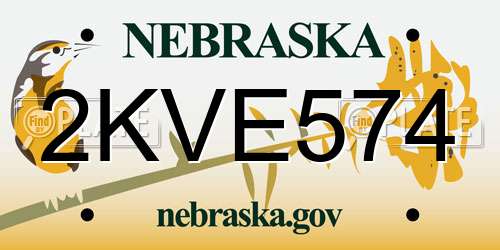 2KVE574 Nebraska License Plate