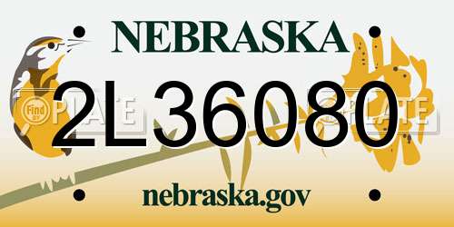 2L36080 Nebraska License Plate