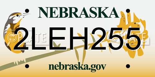 2LEH255 Nebraska License Plate
