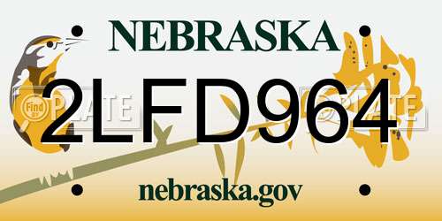 2LFD964 Nebraska License Plate