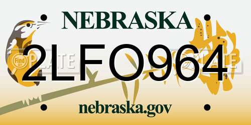 2LFO964 Nebraska License Plate