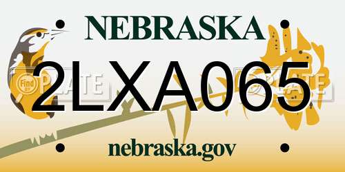 2LXA065 Nebraska License Plate
