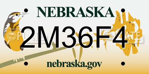 2M36F4 Nebraska License Plate