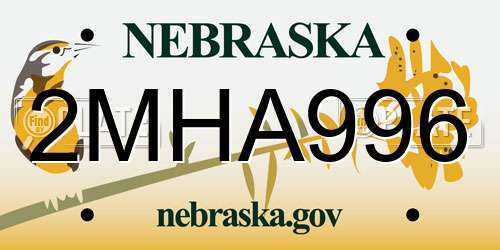 2MHA996 Nebraska License Plate