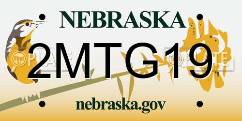2MTG19 Nebraska License Plate