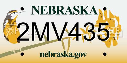 2MV435 Nebraska License Plate