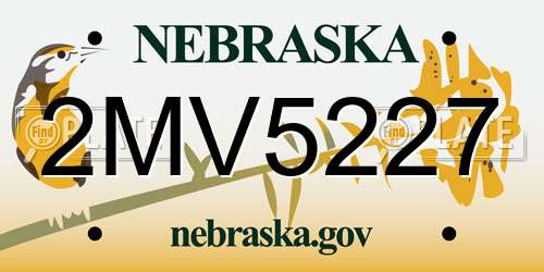 2MV5227 Nebraska License Plate