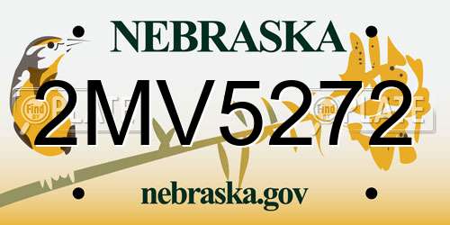 2MV5272 Nebraska License Plate