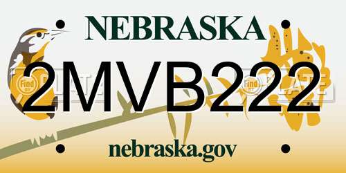 2MVB222 Nebraska License Plate