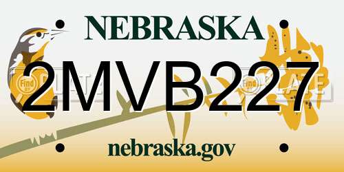 2MVB227 Nebraska License Plate