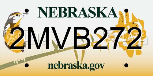 2MVB272 Nebraska License Plate