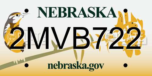 2MVB722 Nebraska License Plate
