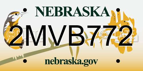 2MVB772 Nebraska License Plate
