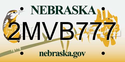 2MVB777 Nebraska License Plate