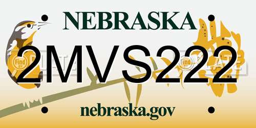 2MVS222 Nebraska License Plate