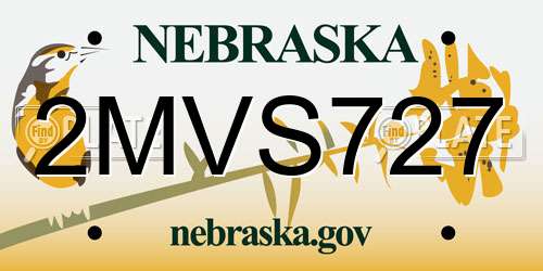 2MVS727 Nebraska License Plate