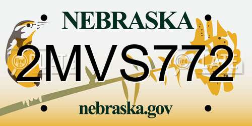 2MVS772 Nebraska License Plate