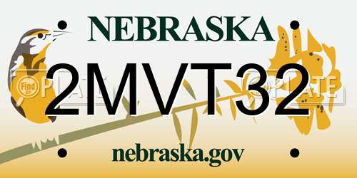 2MVT32 Nebraska License Plate