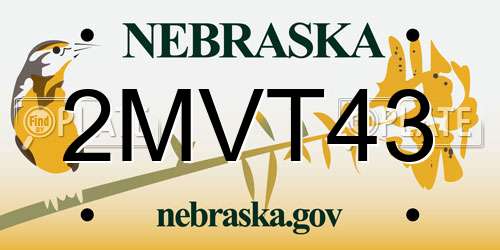 2MVT43 Nebraska License Plate