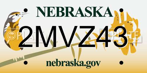 2MVZ43 Nebraska License Plate