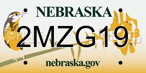 2MZG19 Nebraska License Plate