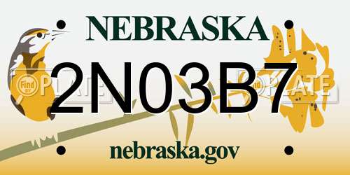 2N03B7 Nebraska License Plate
