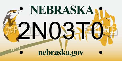 2N03T0 Nebraska License Plate