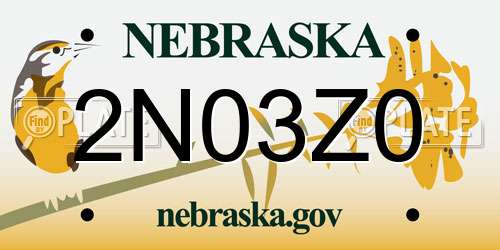 2N03Z0 Nebraska License Plate