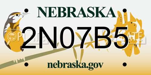 2N07B5 Nebraska License Plate