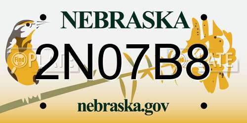 2N07B8 Nebraska License Plate