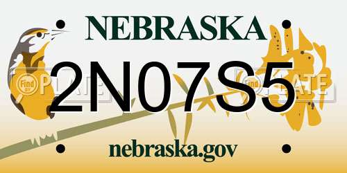 2N07S5 Nebraska License Plate