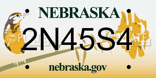 2N45S4 Nebraska License Plate
