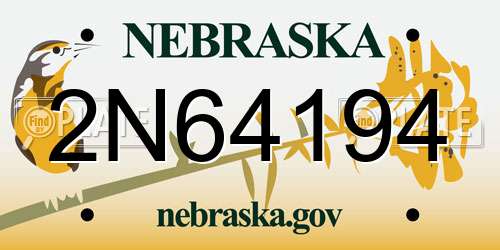2N64194 Nebraska License Plate