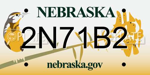 2N71B2 Nebraska License Plate