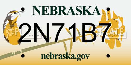 2N71B7 Nebraska License Plate