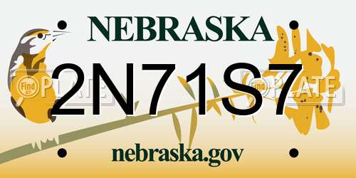 2N71S7 Nebraska License Plate